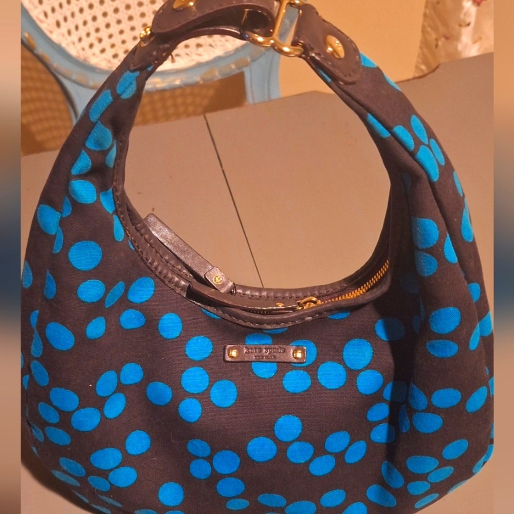 Kate Spade 💙Brown 💙 and Blue Dot Hobo Bag💙